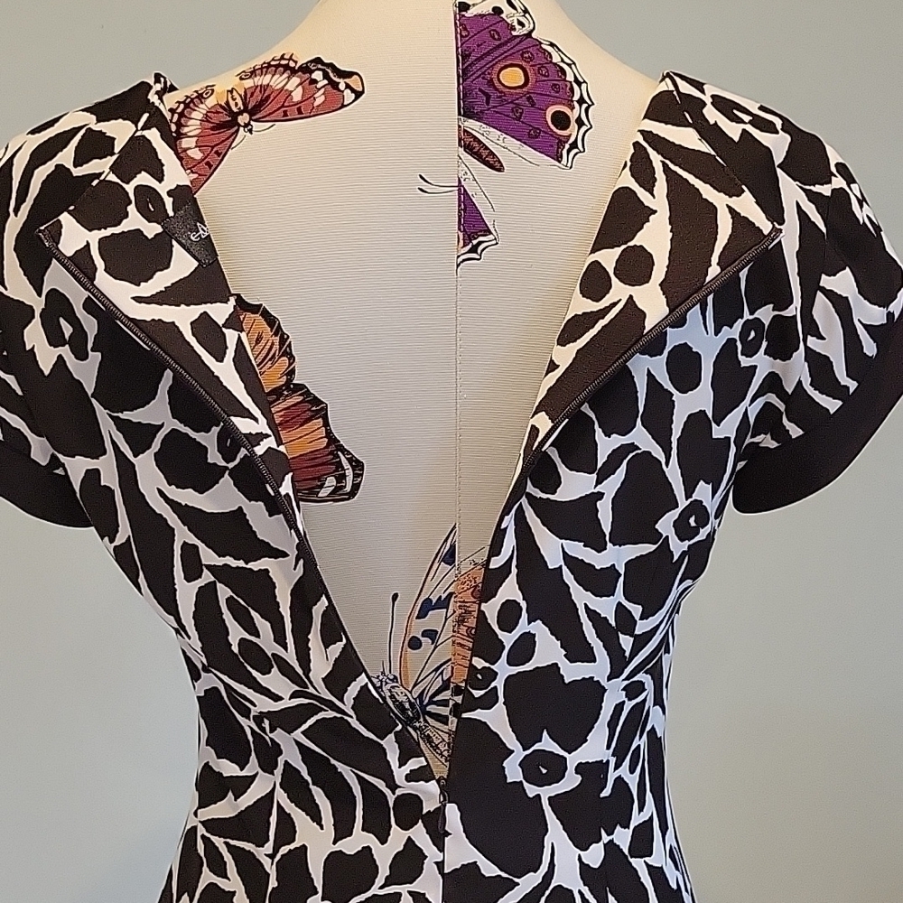 𝅺connected APPAREL dress in black and white capped sleeves size 6 - Picture 4 of 7